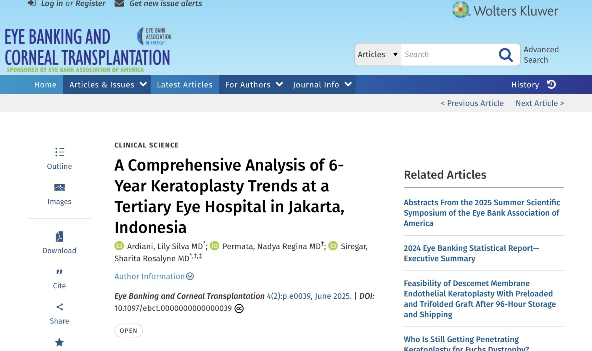 A Comprehensive Analysis of 6-Year Keratoplasty Trends at a Tertiary Eye Hospital in Jakarta, Indonesia